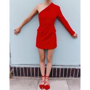 NWT Zara Red Asymmetric Blazer Mini Dress.
